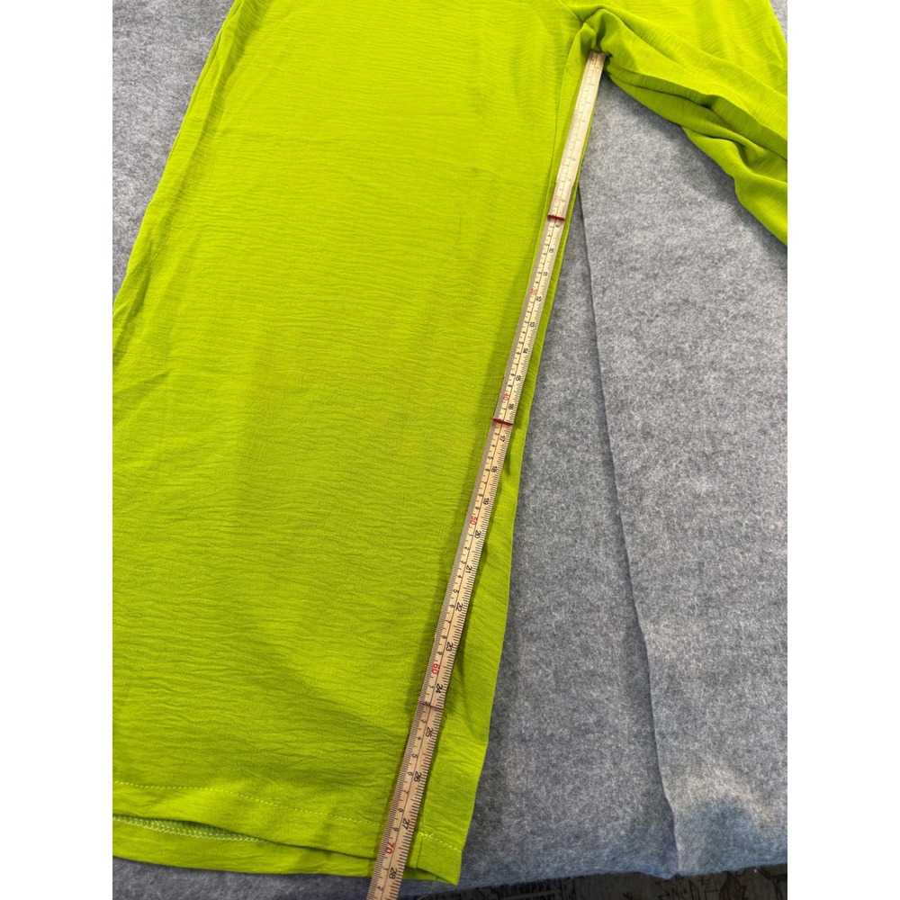 Unbranded Wide Leg Pants Women XL Lime Green Textured Elastic Waist Flowy - Picture 7 of 16